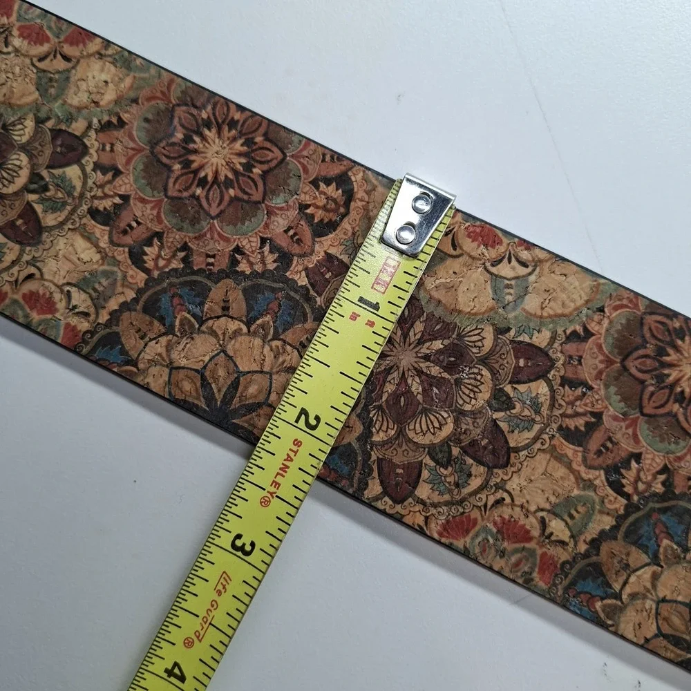Boho Belt Brown Vintage Bohemian‎ style Buckle Belt Wide Cork Floral 44